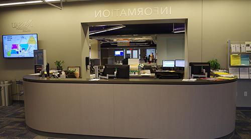 Information services desk in the Student Services Center.